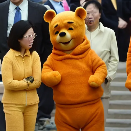 Image similar to Xi Jingping looking like Winnie the Pooh, parody