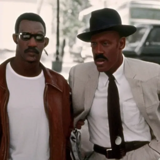 Prompt: a still of from the movie beverly hills cop crossover with the movie munich
