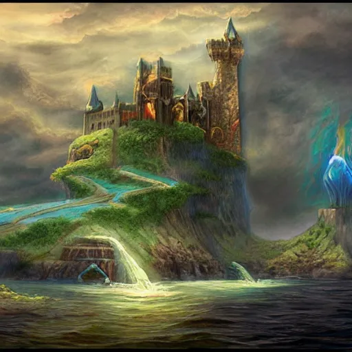 beautiful concept art of a high fantasy castle by alan, Stable Diffusion