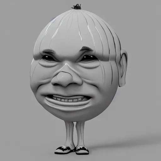 Prompt: man with onion face crying big tears 3 d render