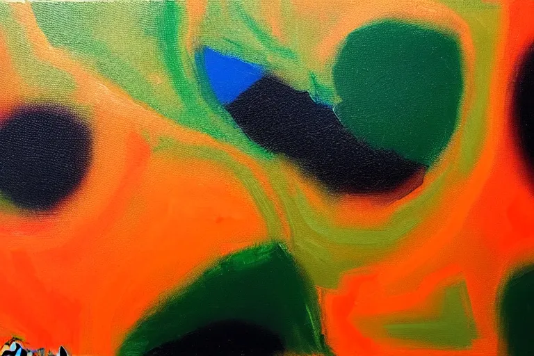 Image similar to born under a bad sign, watches, radios, good luck and trouble are my only friends, colors white!!, orange, dark green, dark blue, abstract oil painting by leonora arrington