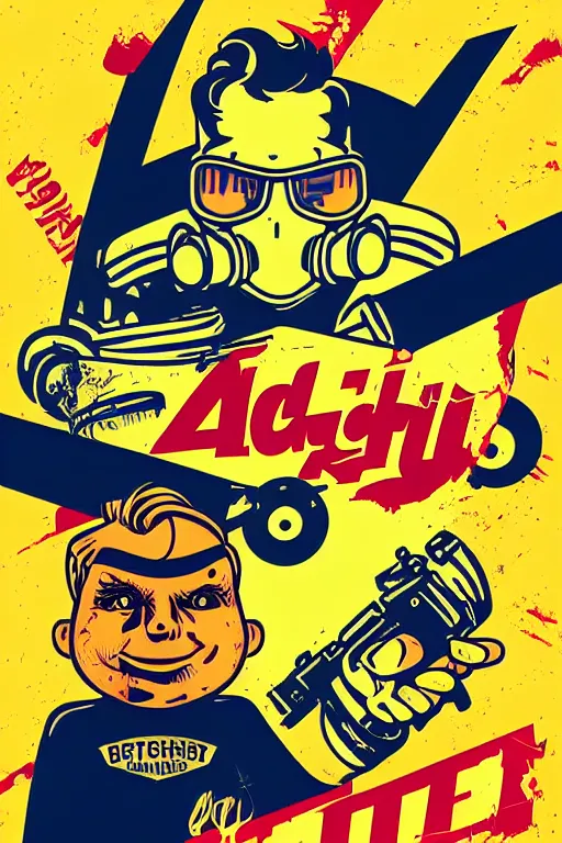 Image similar to fallout 7 6 retro futurist illustration art by butcher billy, sticker, colorful, illustration, highly detailed, simple, smooth and clean vector curves, no jagged lines, vector art, smooth andy warhol style