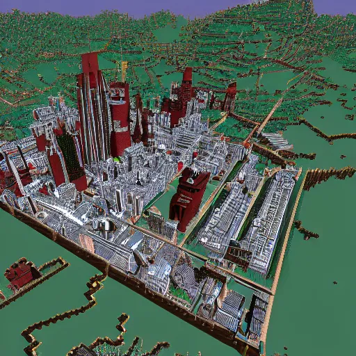 Prompt: the city of London in Minecraft