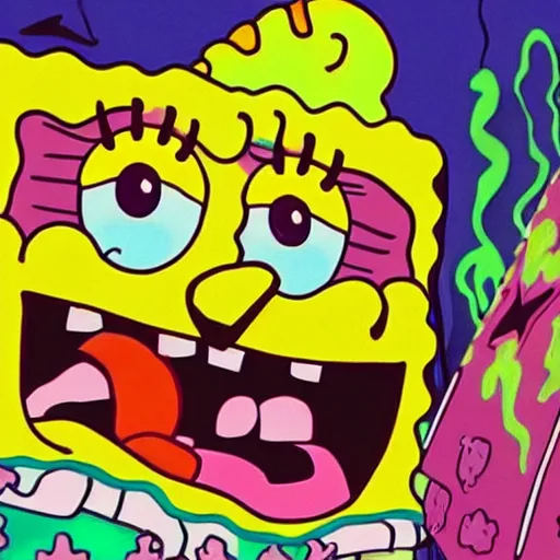 Prompt: “ spongebob enthusiastically joining a satanic cult ”