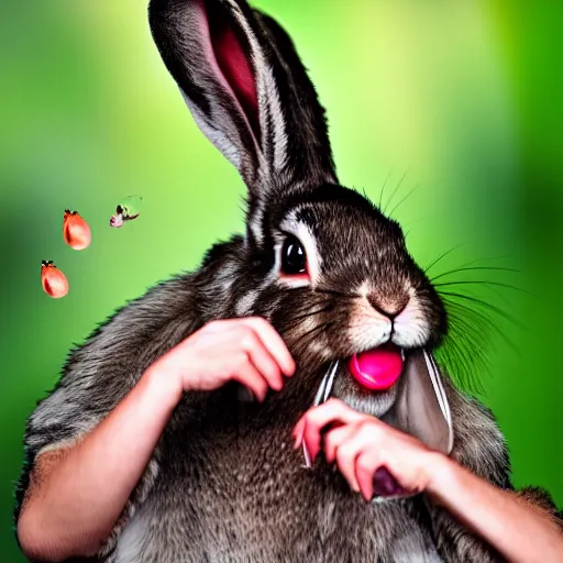 Prompt: bugs pouring out of the open mouth of a rabbit, canon 7 d, film still, dramatic, cinematic, avant garde, realism