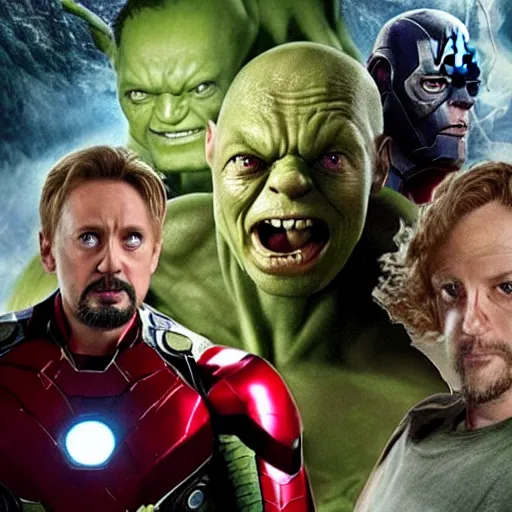 Image similar to avengers with gollum face