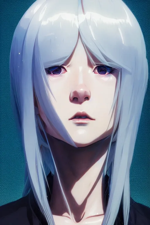 Image similar to portrait Anime cyborg non girl, cyberpunk, holy church cute-fine-face, white-hair pretty face, realistic shaded Perfect face, fine details. Anime. realistic shaded lighting by Ilya Kuvshinov katsuhiro otomo ghost-in-the-shell, magali villeneuve, artgerm, rutkowski, WLOP Jeremy Lipkin and Giuseppe Dangelico Pino and Michael Garmash and Rob Rey