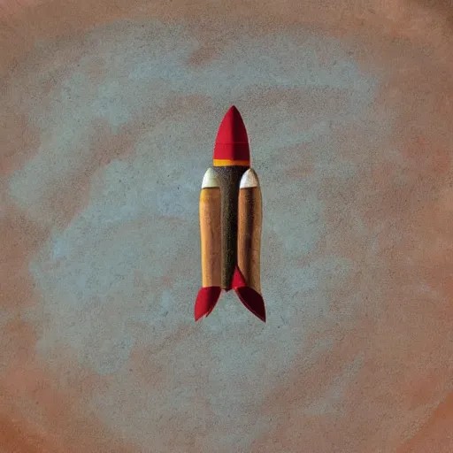 Prompt: cave painting of a rocket ready to lift off