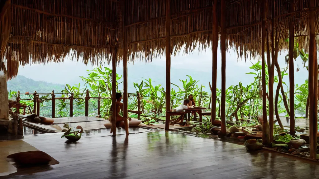 Image similar to bali interior indoor architecture, trending, famous, popular