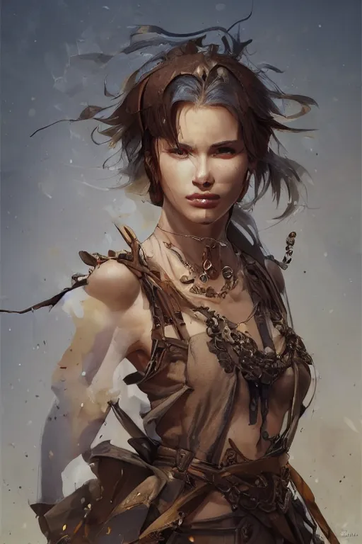 Image similar to A masterpiece portrait of a Incredibly beautiful queer Syberian post apocalyptic shaman girl . medium shot, intricate, elegant, highly detailed. trending on artstation, digital art, by Stanley Artgerm Lau, WLOP, Rossdraws, James Jean, Andrei Riabovitchev, Marc Simonetti, Yoshitaka Amano