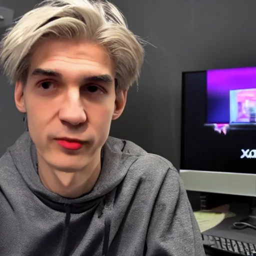 Image similar to xqc on twitch announcing his retirement, 4k, high detail, high-resolution photograph, professional photography, ultra-detail