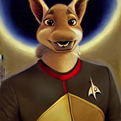 Image similar to a portrait of a roach in a starfleet uniform star trek chief engineer. zootopia fursona furaffinity furry art detailed face highly detailed painting by gaston bussiere craig mullins jc leyendecker gustav klimt artgerm greg rutkowski furry