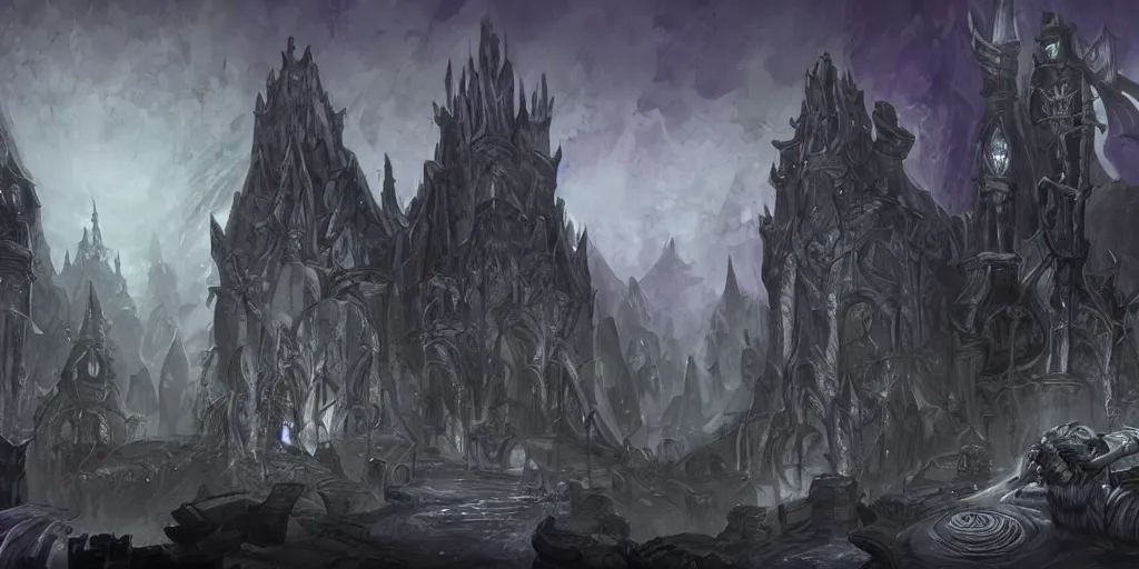 a black citadel in the underdark, concept art, dnd | Stable Diffusion ...
