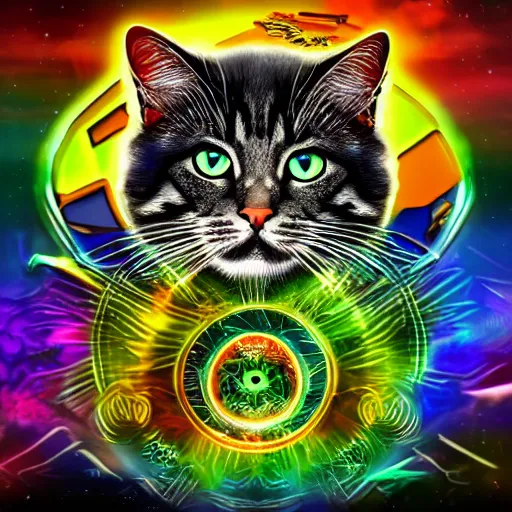 Image similar to psychedelic cat emperor of time and space hd