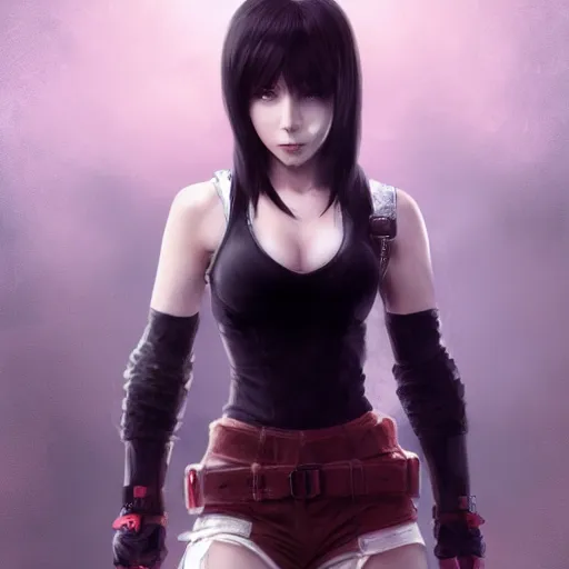 Image similar to kerli koiv as tifa lockhart, character headshot concept art, sharp, digital matte painting, art by artgerm, greg rutkowski, wlop, dramatic lighting, trending on artstation