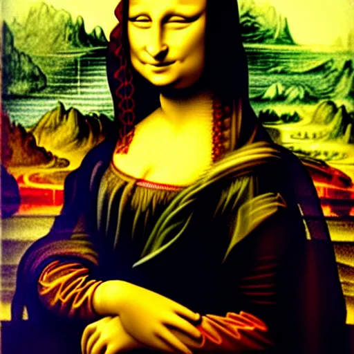 Image similar to Mona Lisa but dank in the style of Georgia O'Keeffe