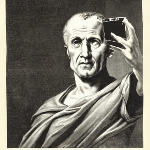 Image similar to julius caesar taking a selfie