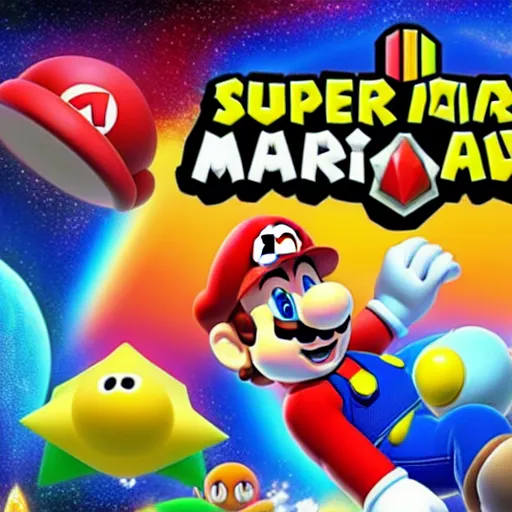 Prompt: Boxart for Super Mario Galaxy 3
