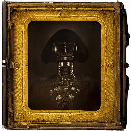 Image similar to old wetplate daguerreotype portrait of the pleasure bot, explosion of data fragments, fractal, intricate, elegant, highly detailed, parallax, leica, medium format, subsurface scattering, by jheronimus bosch and greg rutkowski and louis jacques mande daguerre,