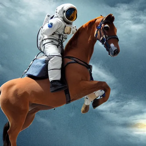 Prompt: A realistic photograph of an astronaut riding a horse