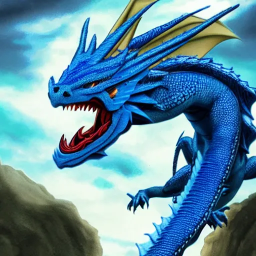 Prompt: dragon saphira fighting against urgals