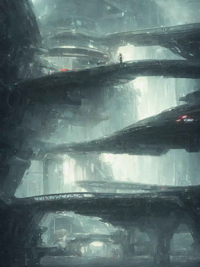 Image similar to concept art of a giant white dome with a single bridge leading outside to the ocean, grimy, gritty, blade runner 2 0 4 9, trending on artstation, award winning painting, cgi, art by john berkey and anton fadeev and john howe and simon stalenhag