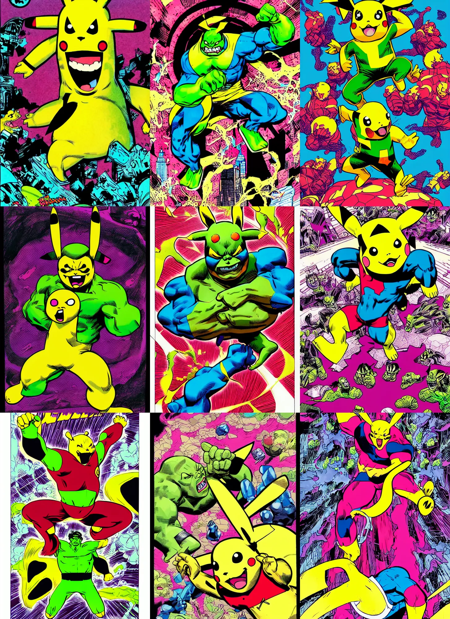 Prompt: dynamic asthetic! portrait of hulked pikachu by cory walker and ryan ottley and jack kirby and barry windsor - smith, comic, illustration, photo real
