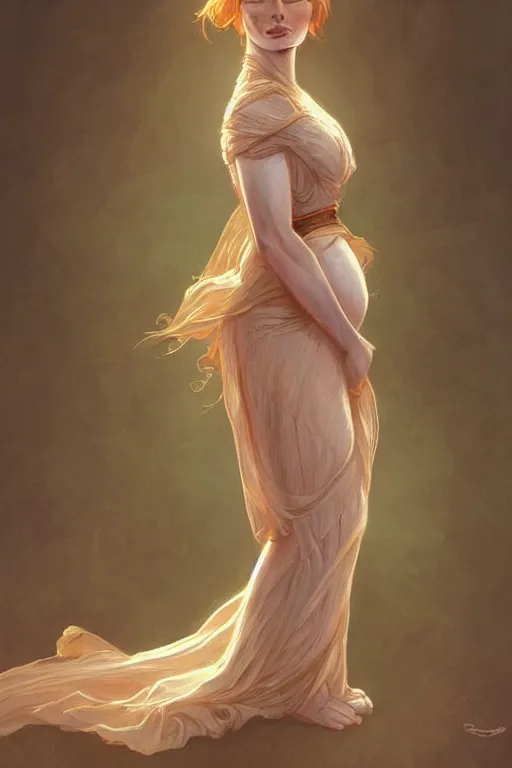 Image similar to motherly fertility full body portrait of Bryce Dallas Howard, intricate, elegant, highly detailed, digital painting, artstation, concept art, smooth, sharp focus, illustration, art by artgerm and greg rutkowski and alphonse mucha and loish and WLOP