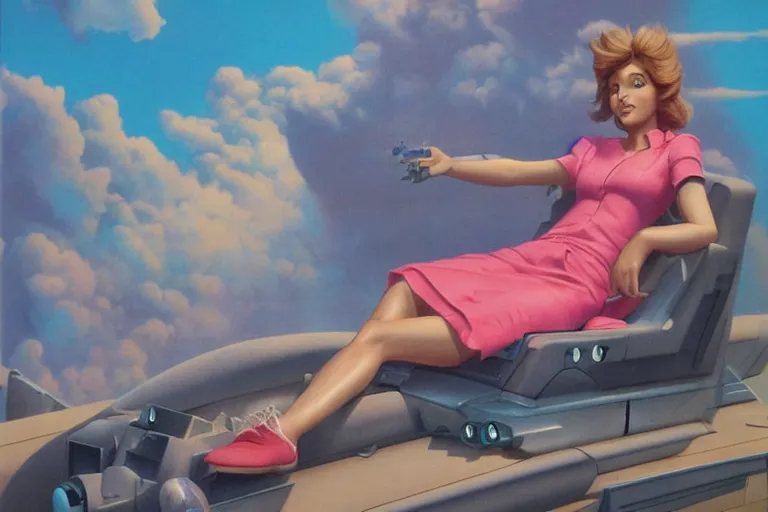 Image similar to a beautiful girl relaxing on a cloud by angus mckie, portrait,