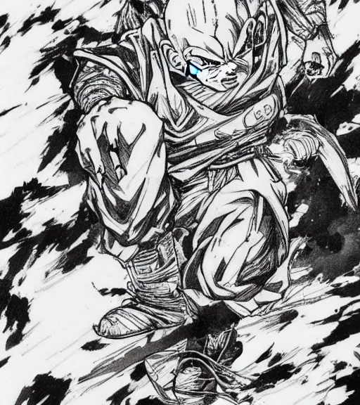 Image similar to dragon ball, pen and ink, intricate line drawings, by toriyama akira ， craig mullins, ruan jia, kentaro miura, greg rutkowski, loundraw