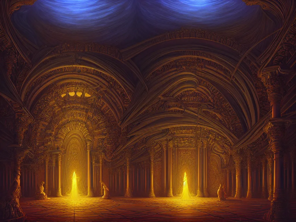 Image similar to Photorealistic Heavenly palace in the style of Michael Whelan and Gustave Dore. Hyperdetailed photorealism, 108 megapixels, amazing depth, glowing rich colors, powerful imagery, psychedelic Overtones, 3D finalrender, 3d shading, cinematic lighting, artstation concept art