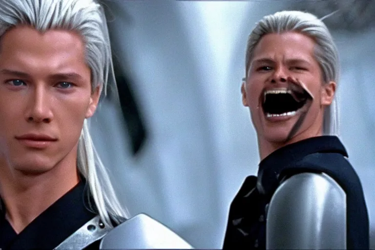 Image similar to Sephiroth in Starship Troopers (1997), highly detailed, high quality, HD, 4k, 8k, Canon 300mm, professional photographer, 40mp, lifelike, top-rated, award winning, realistic, sharp, no blur, edited, corrected, trending