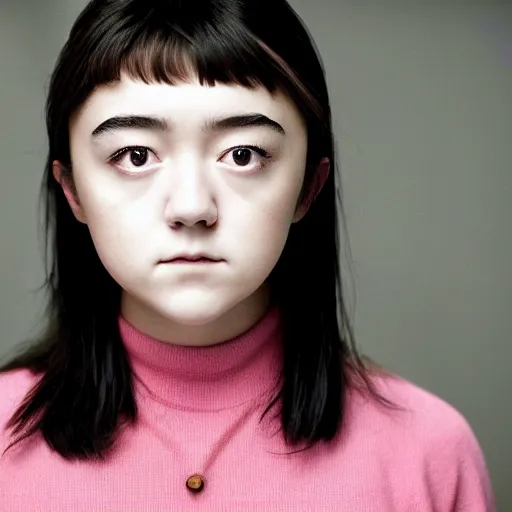 Image similar to a masterpiece portrait photo of a beautiful young woman who looks like a korean maisie williams, symmetrical face