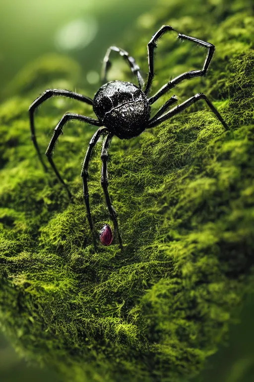 Prompt: a spider made of moss, dewdrops, macro, dramatic lighting, cinematic, establishing shot, extremely high detail, foto realistic, cinematic lighting, post processed, concept art, high details, cinematic, 8k resolution, beautiful detailed, photorealistic, digital painting, artstation, concept art, smooth, sharp focus, artstation trending, octane render, unreal engine