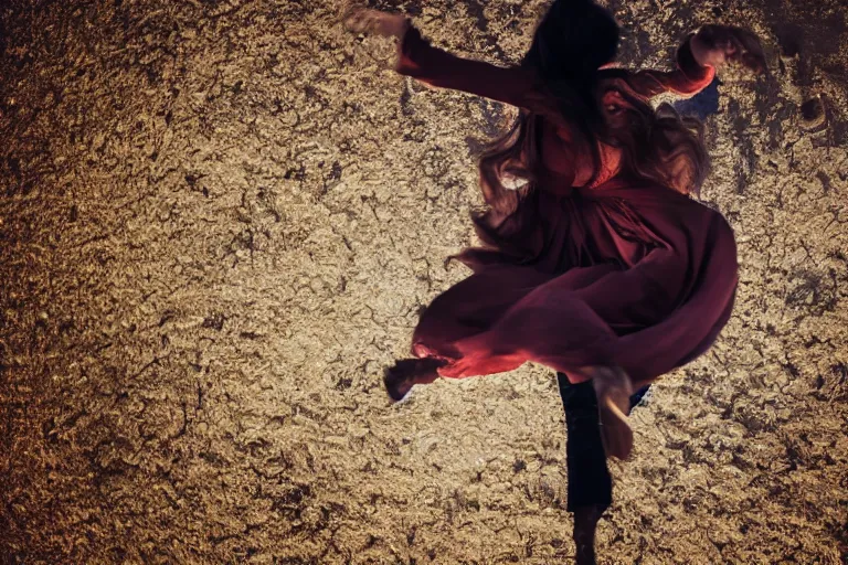 Image similar to photo of beautiful young woman that can fly hovering a few feet off the ground by Emmanuel Lubezki