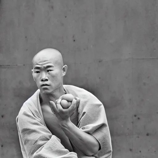 Prompt: Shaolin Monk pondering his orb