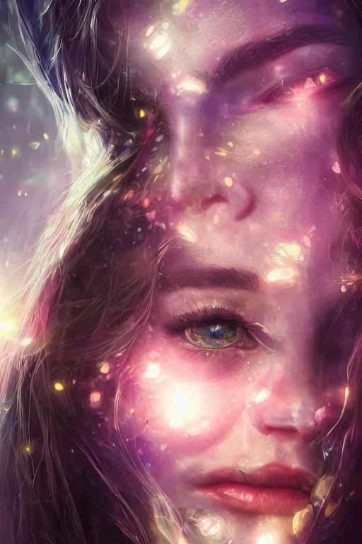 Image similar to extreme close up, facial portrait, bionic suit armor, amethyst crystals in armor, beautiful ethereal vampire woman radiating a glowing aura global illumination ray tracing hdr fanart arstation by ian pesty and alena aenami artworks in 4 k