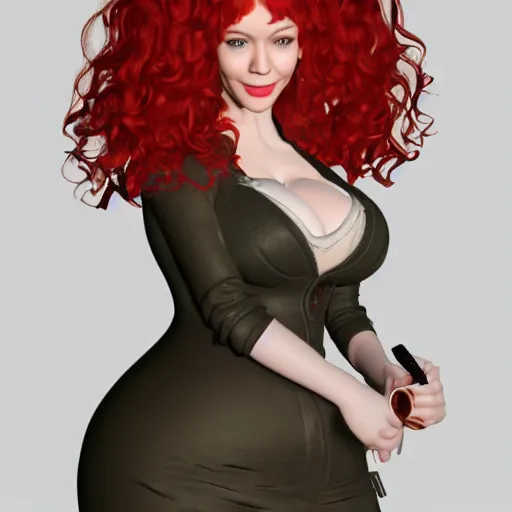 Image similar to christina hendricks as ole characters, 3 d render, blender,