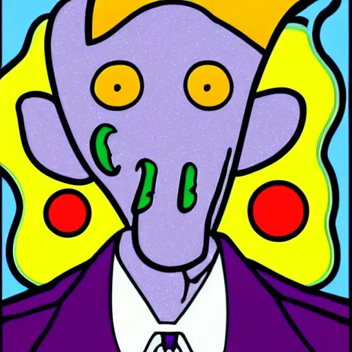 Prompt: handsome squidward as male, detailed, vivid colors, pop art style, portrait, detailed painting, man, realistic