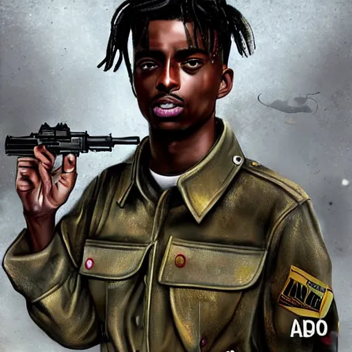 Image similar to playboi carti as a world war ii soldier digital art 4 k detailed super realistic