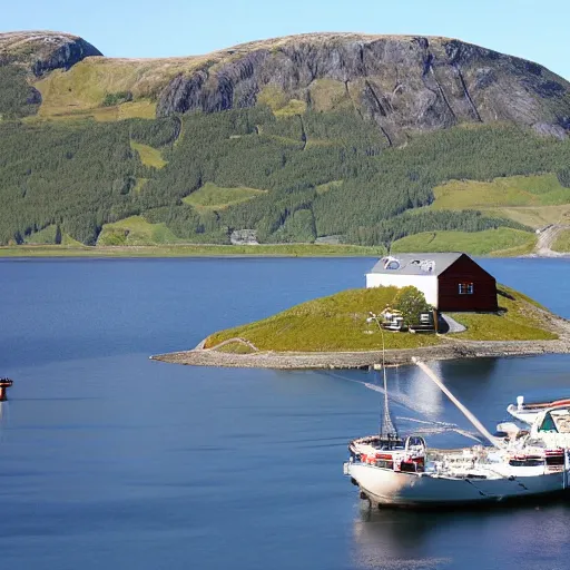 Prompt: En dame som står i fjæra og kikker utover fjorden