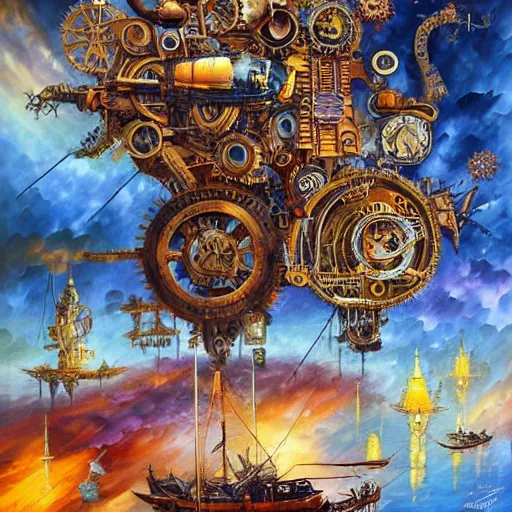 Prompt: steampunk art by android jones, james christensen, rob gonsalves, leonid afremov and tim white