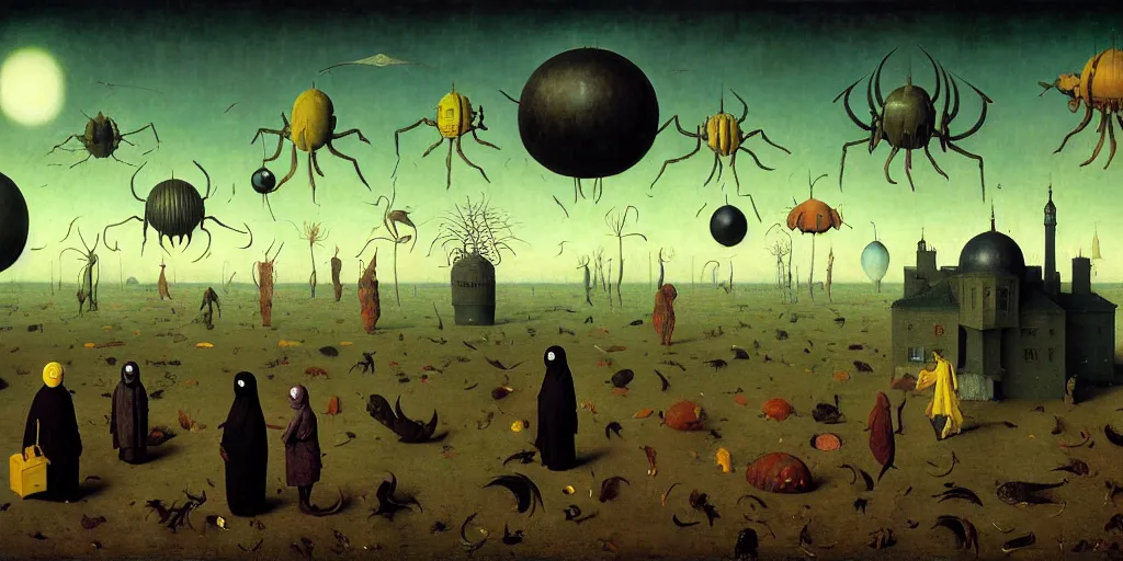 Image similar to muslim arthropods, as a matte oil painting, surreal, fog, concept art, award - winning, extremely detailed, sharp focus, very coherent and colorful high contrast masterpiece by norman rockwell franz sedlacek hieronymus bosch dean ellis simon stalenhag rene magritte gediminas pranckevicius, dark shadows, sunny day, hard lighting