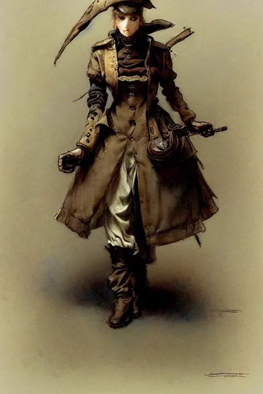 Image similar to (((((2050s servant android robot pirate wench art . muted colors.))))) by Jean-Baptiste Monge !!!!!!!!!!!!!!!!!!!!!!!!!!!