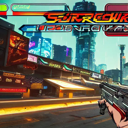 Image similar to Screenshot of Cyberpunk 2077 if it was a flash game on Newgrounds circa 2003, with poor vector art