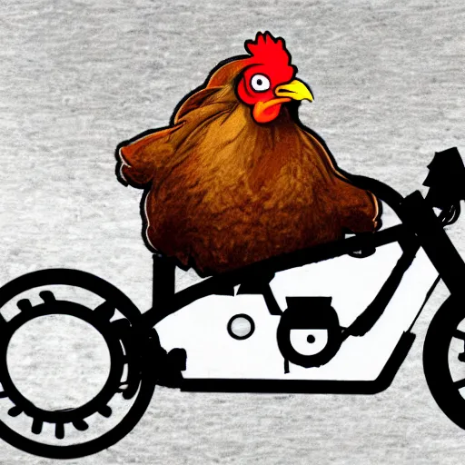 Prompt: a chicken riding a motorcycle