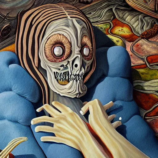 Image similar to highly detailed painting, the sleep of reason brings forth monsters