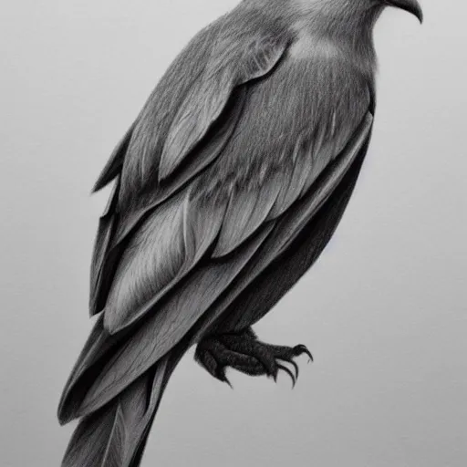 Prompt: a high quality pencil drawing of a bird by natalia rojas, wingspan, high quality, artstation, 4 k