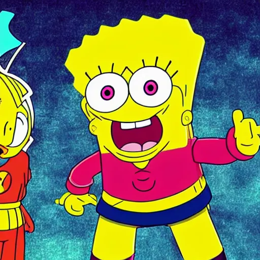 Prompt: sponge bob in dragon ball z style