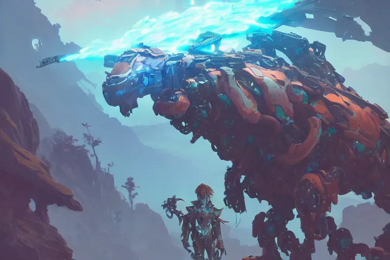 Image similar to clamberjaw machine mecha animal beast robot of horizon forbidden west horizon zero dawn bioluminiscence, behance hd by jesper ejsing, by rhads, makoto shinkai and lois van baarle, ilya kuvshinov, rossdraws global illumination